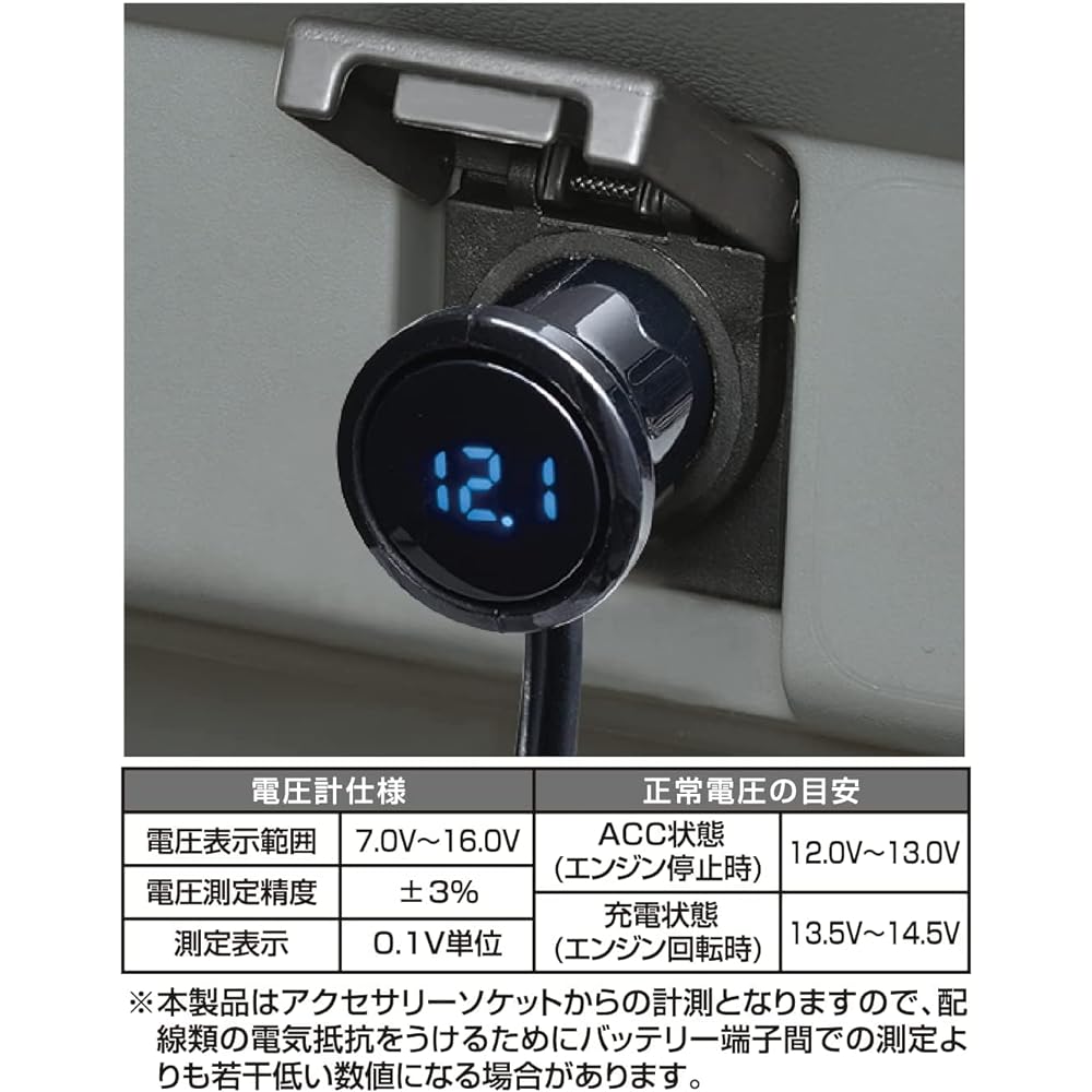 SEIWA Car Supplies, Expansion Socket, Voltmeter Included, 3 USB Ports, Cord Type F319, Plug Disconnection Prevention, 12V Only, 5V/4.8A, Automatic Identification, 1m