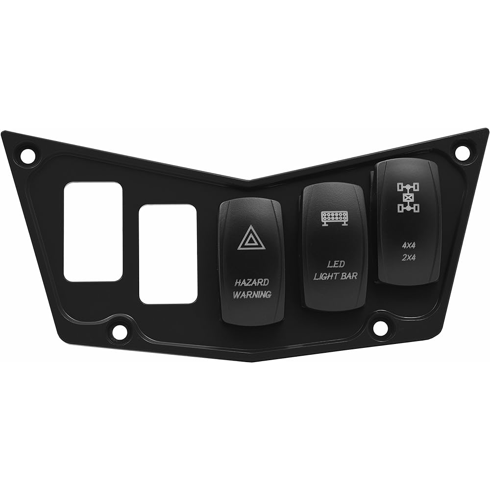 STVMotorsports Custom Aluminum Black Dash Panel for Polaris RZR XP 900 800 S 570 Jagged X with 3 Free Laser Rocker Switches
