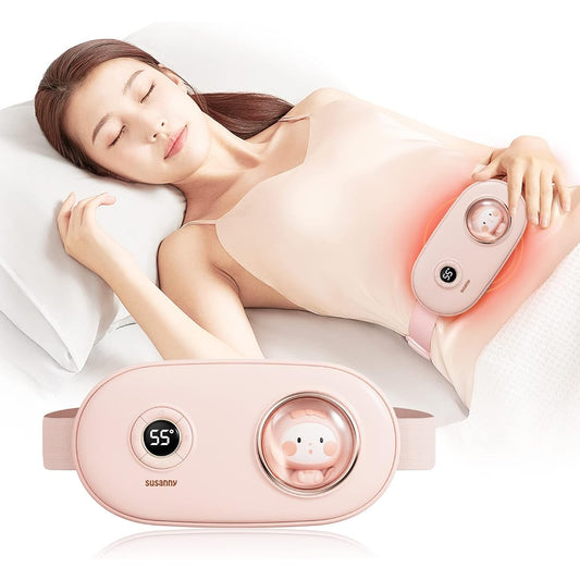 2024 Improved New Model Waist EMS Heating Belt Waist Supporter Abdominal Hot Belt 5 Types Adjustable 3 Stage Heater Electric Heating USB Rechargeable LCD Display Home Stretcher Cold Protection Mother Birthday Present Women Japanese Instruction Manual Inc