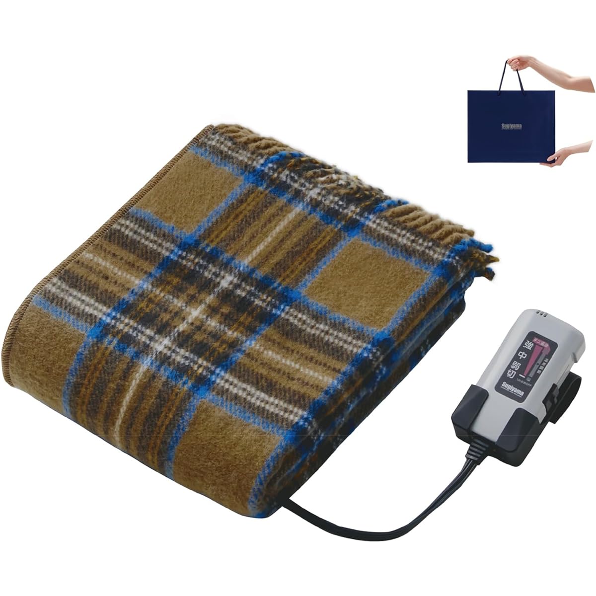 [ Color] Sugiyama Electric Throw (Delivered in a shopping bag) Comes with a timer to prevent you from forgetting to turn it off, Made in Japan, Washable, 82 x 140 cm, SSW22H22(RU), Raw Umber