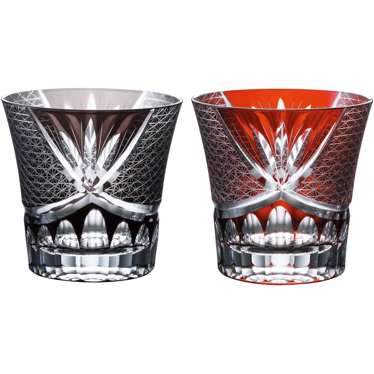 NARUMI Pair Glass Glass Works Swirl Black & Red 280cc GW6053-2230