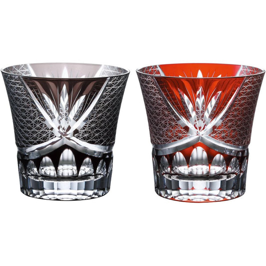 NARUMI Pair Glass Glass Works Swirl Black & Red 280cc GW6053-2230