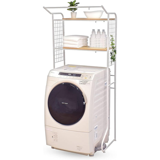 ekans Laundry rack with shelves, 2 shelves (white)