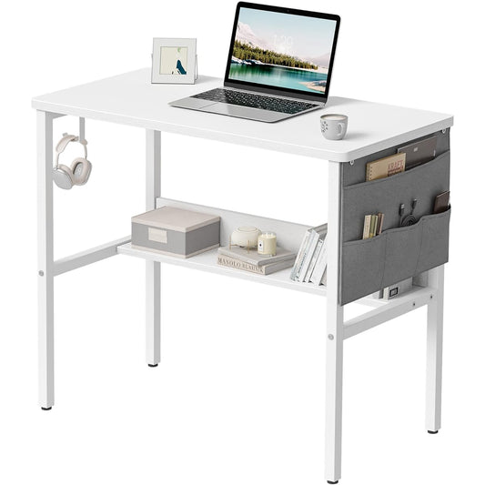 CubiCubi Desk, Width 96cm*Depth 40cm, Computer Desk, PC Desk, Gaming Desk, Telework, Box with Rack, Study Desk, Easy to Assemble, Living Alone, Storage Bag Included, Natural