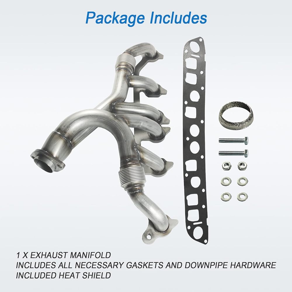 JDMSPEED Stainless steel exhaust manifold & gasket kit replacement Grand cherokie Wrangler 4.0L Jeep Select 1991-1999 (4.0L engine only) 33007072, 4883385 replacement.