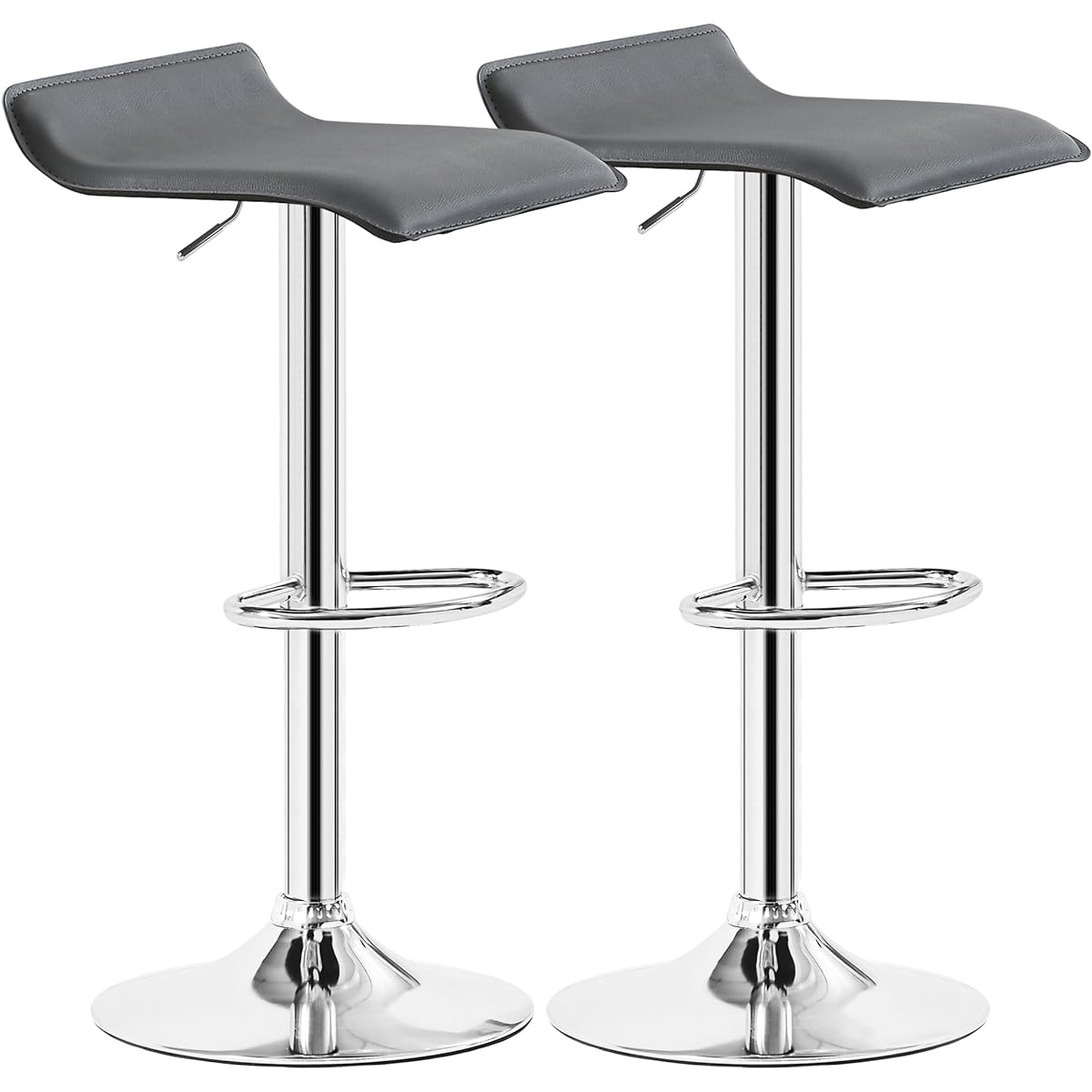 VECELO Counter Chair Stool Lifting Rotating [Set of 2] High Stool Bar Chair with Footrest Dining Kitchen Adjustable Compact Lightweight Stylish Bar Stool Island Kitchen Bar Counter PVC Dark Gray [Regular Japanese Import]