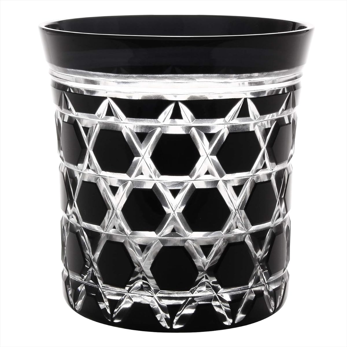 Edo Kiriko Kawai Sarazo Old Glass Hexagonal Kagome Black 1754-55BK