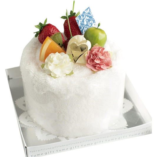 Towel Cake, Senshu Towel, Fruit, Face Towel, Birthday Cake, Present, Towel Gift, Made in Japan, Handmade (White)