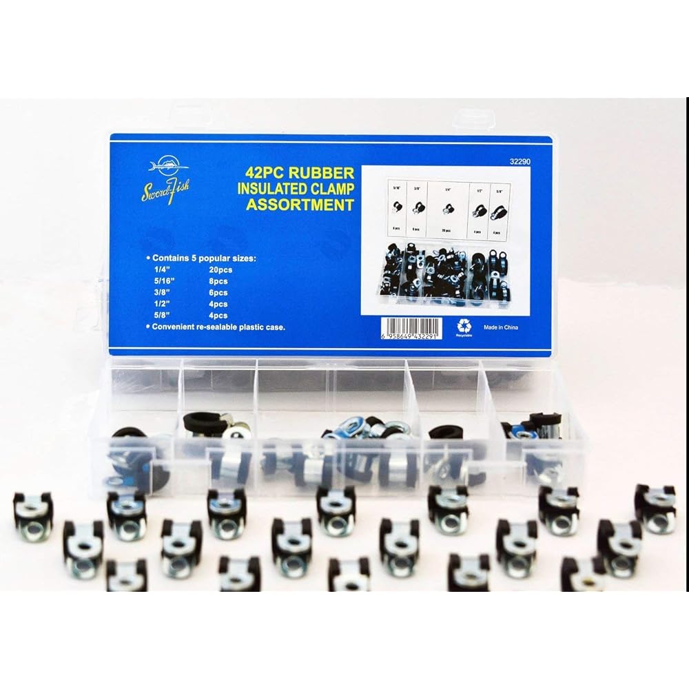 SWORDFISH 32290 Rubber Insident Adel Clamp Assorted 42 pieces