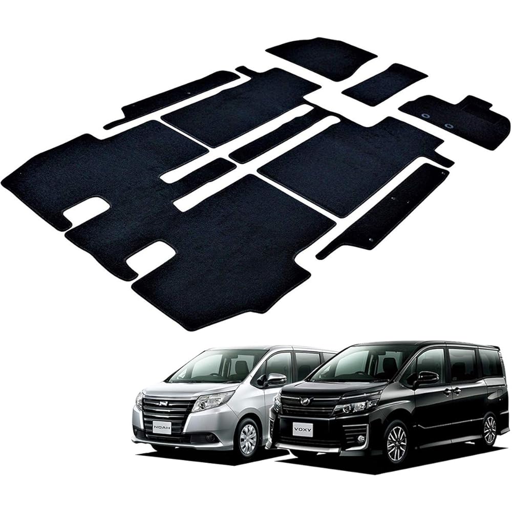 Fenice Car Mat Floor Mat Step Mat Domestic Production (Toyota Noah Voxy / 80 Series 8 Seater Gasoline Vehicle) Non-slip Shape Resistant to Slip (Black)