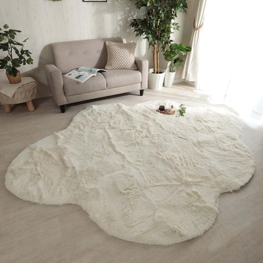 Glam Style Rug, Washable Area Rug, Non-Slip, Antibacterial, Odor Resistant, Suitable for All Seasons, Cloud Shape, 190x235cm, Snow