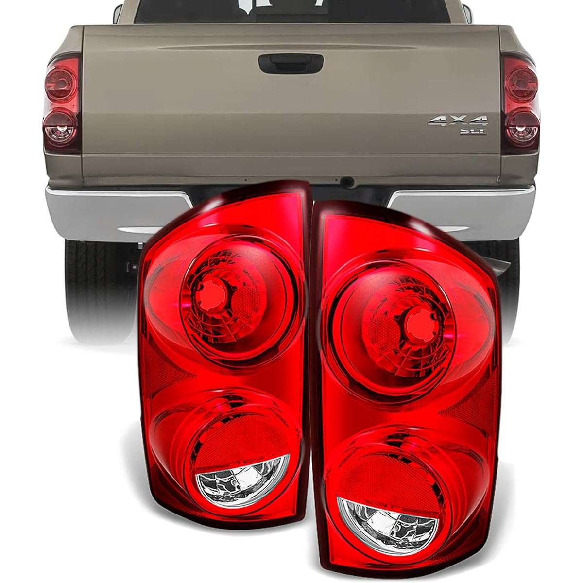 Dodge Lamb Truck Red Clear Tail Light Brake Lamp Left+Left passenger seat right pair replacement set