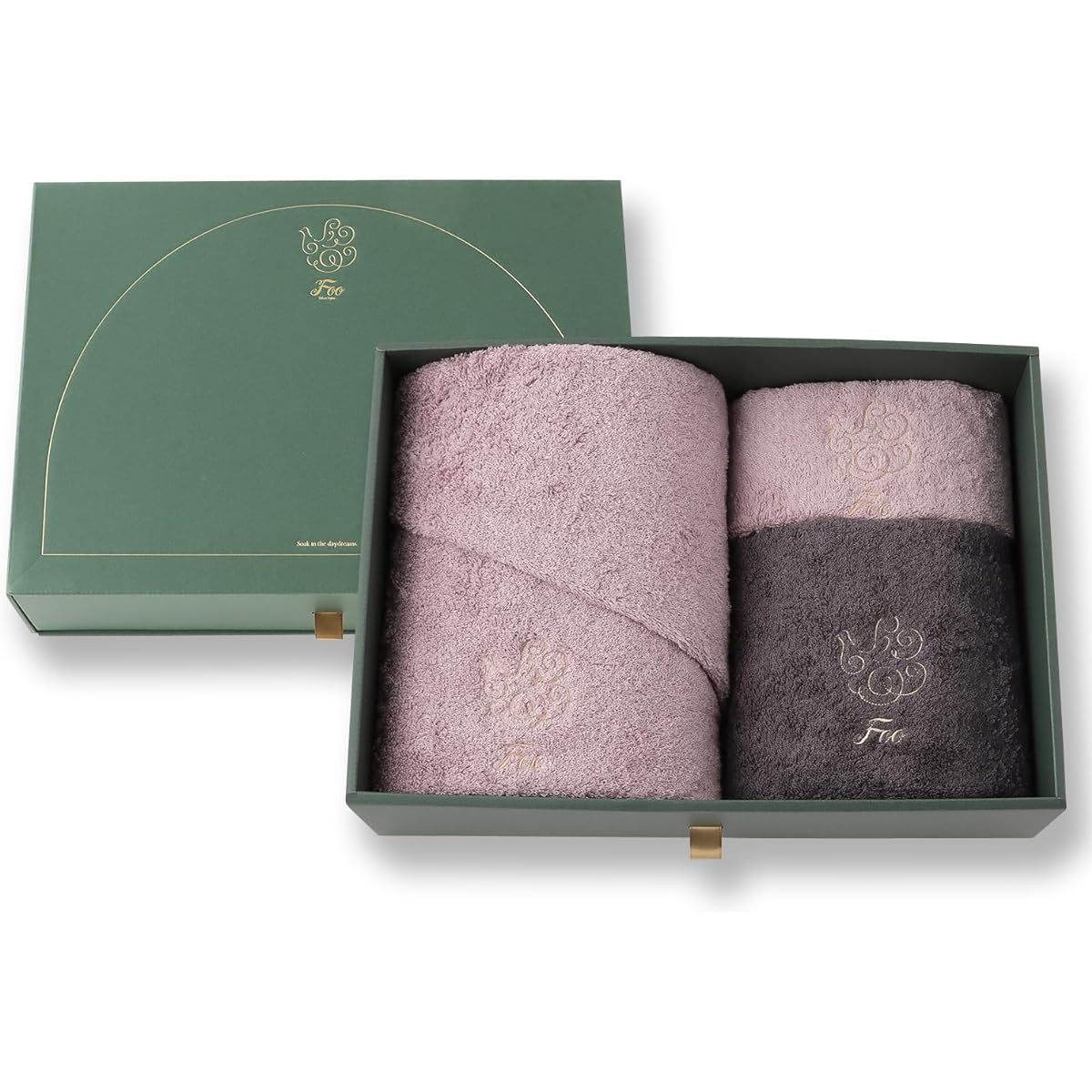 [It's like silk. FooTokyo Hospitality Towel] Bath Towel (Pink) & Face Towel (Charcoal Gray) & Hand Towel (Pink) 1 each Gift Set Organic Cotton Plain Luxury Boxed Gift Towel Gift Made in Japan Wedding Gift Housewarming Gift Baby Gift Housewarming Gift Mov