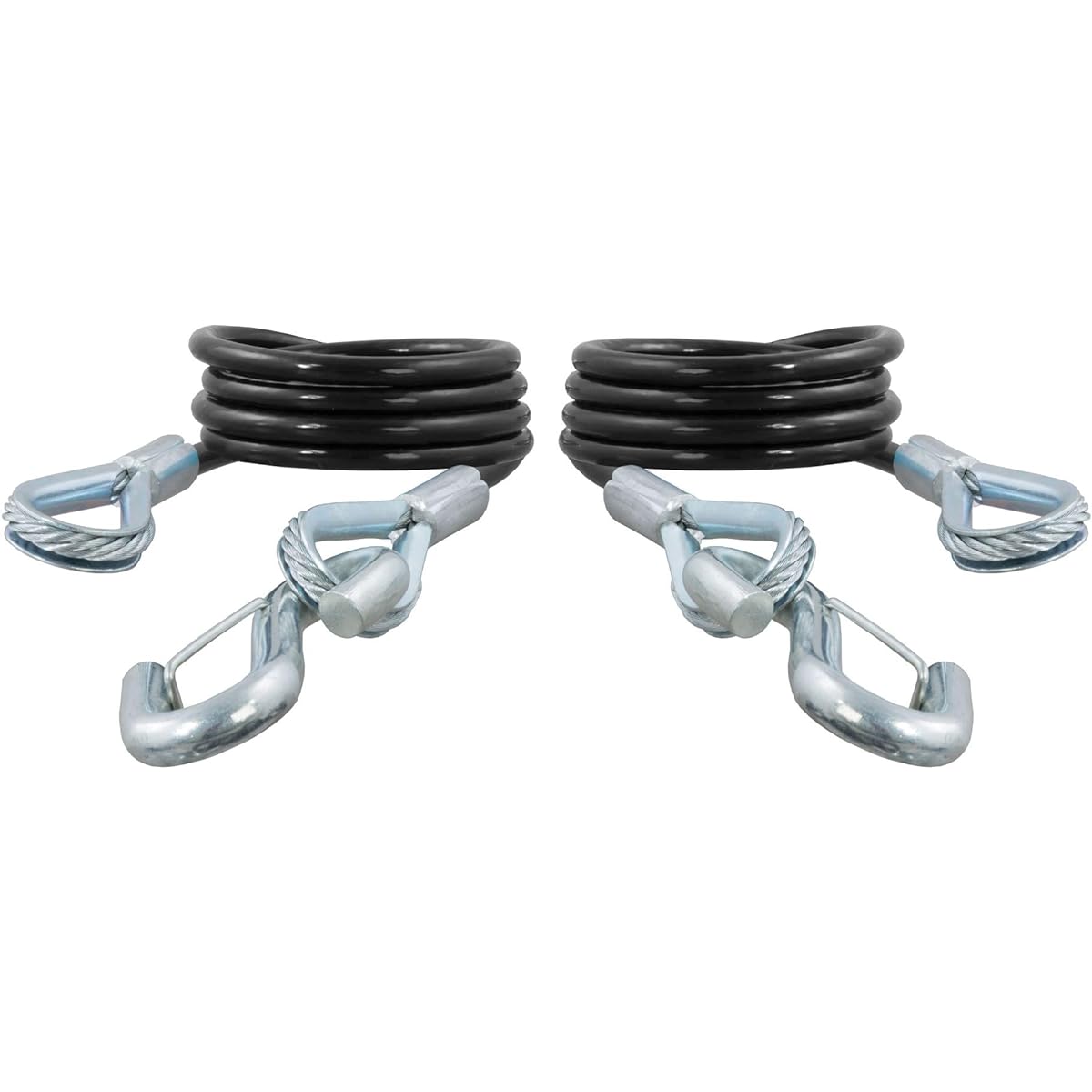 CURT 80136 43-7/8 inch vinyl coating trailer safety cable 3/8 inch snap hook broken intensity 3,500 pound 2 packs