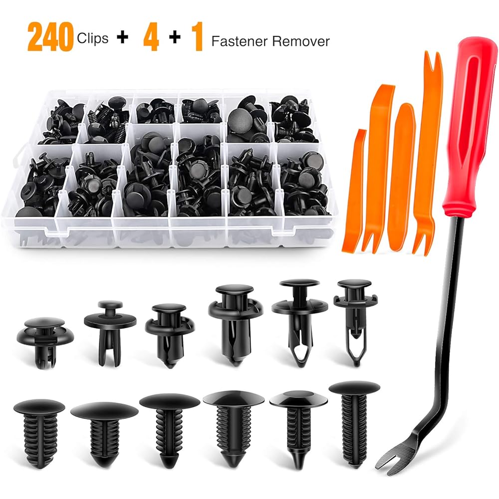 GOOACC Bumper Retainer Clips Auto Plastic Rivets Fastener Push Retainer Kit Super Size Auto Push Pin Rivet Set Door Trim Panel Fender Clips 240pcs