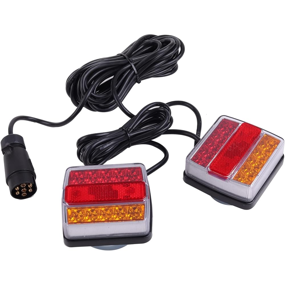 12V LED Tail Tail Lamp Light Turn Signal Brake Lamp Trailer Hitch Member Magnetic 7 Pin 7 Pole Coupler General Purpose Product (Set of 2)