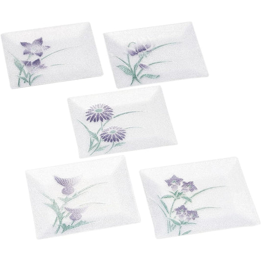 Saikosha Cloisonné Medium Square Purple Plate 5PC Set 017-06