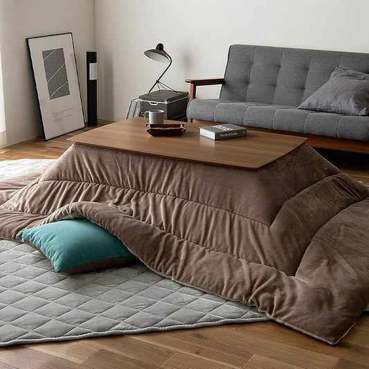Iris Ohyama Kotatsu Comforter, Rectangular, Uses Heat Storage Cotton, Velor Material, Reversible, Stylish, KKBA-2419 Greige/Ivory 2) Rectangle 240 x 190 cm