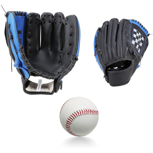SunGoddy Baseball Gloves, Softball Catch Ball, Parent-Child Set, 10.5+11.5 inches, For Practice, For Beginners, Right Throwing, Left Hand Wear, Baseball Glove, Parent-Child Interaction, Baseball Mitt, Shock Absorption Pad Included, Baseball Glove, Ball I