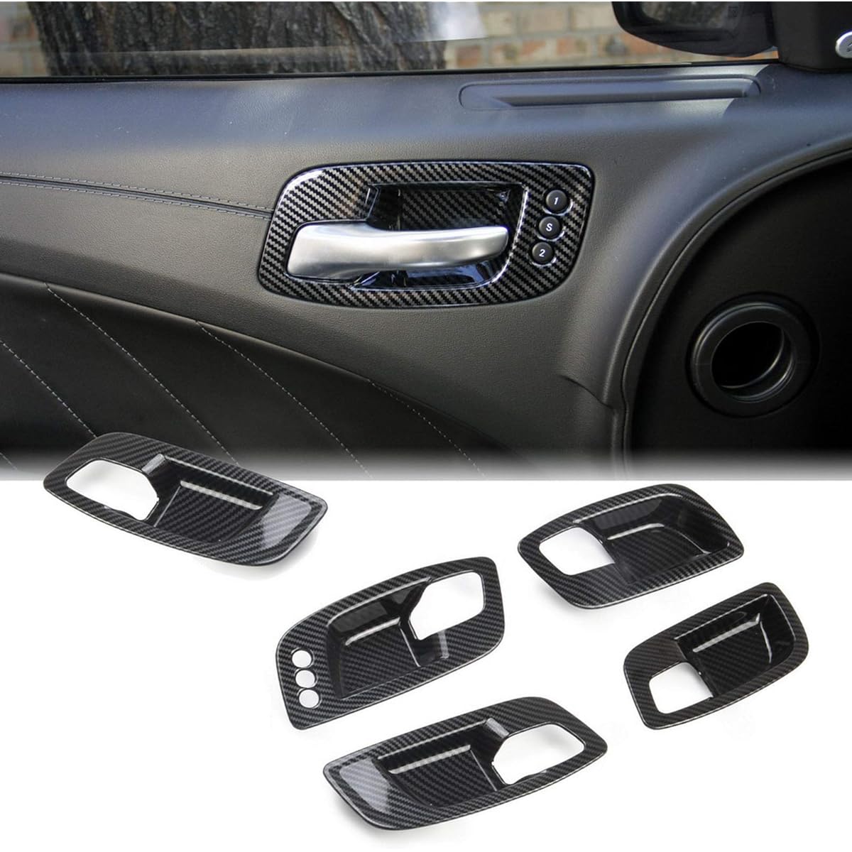 CROSSELEC Carbon Fiber Door Handle Bowl Rim DODGE CHARGER 2011-2021/ CHRYSLER 300 2015-2021