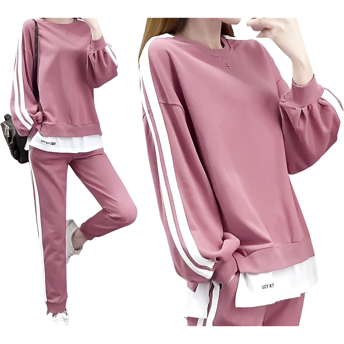 [Second Roots] Setup Sweatshirt Sweatshirt Jersey 2 Piece Set Layered Style Sideline Loungewear Easy Spring Summer Autumn Winter Women's 073S M~2XL