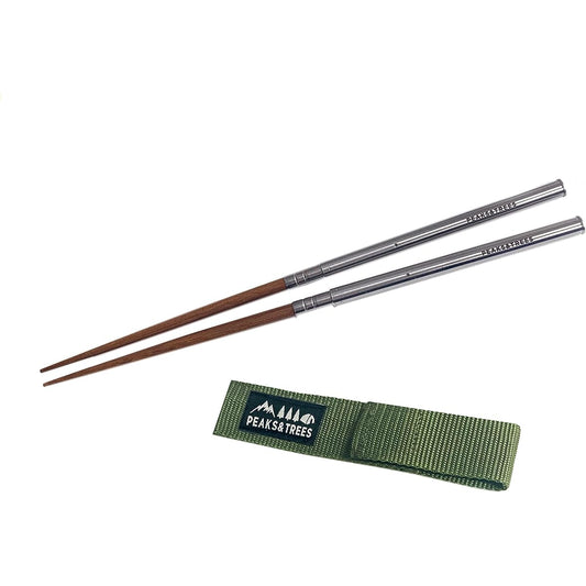PEAKS&TREES Antibacterial Treatment Folding Chopstick Storage Case Set, Assembly Type, Compact, Outdoor, Camping, Interlocking Cutlery, Natural Wooden, Made in Japan, Lightweight, Portable, My Chopsticks, Chopsticks (Kakehashi Chopsticks), Peaks & Trees