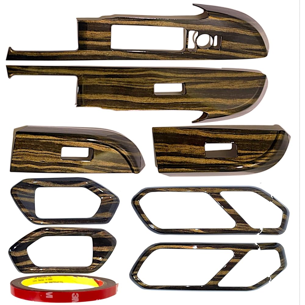 Rise 200 Series Inner Door Handle Power Window Switch Cover Set 2 Colors to Choose from Interior Panel Custom Parts Accessories Ebony (Wood Grain)