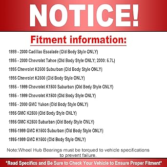 MOTORBYMOTOR 515024 Front Wheel Bearing and Hab ABS with 6 Chevrolet K1500 K2500 Subbaran Taho GMC K1500 K2500 Subburn Yukon Cadillac Escaled Hub Bearing