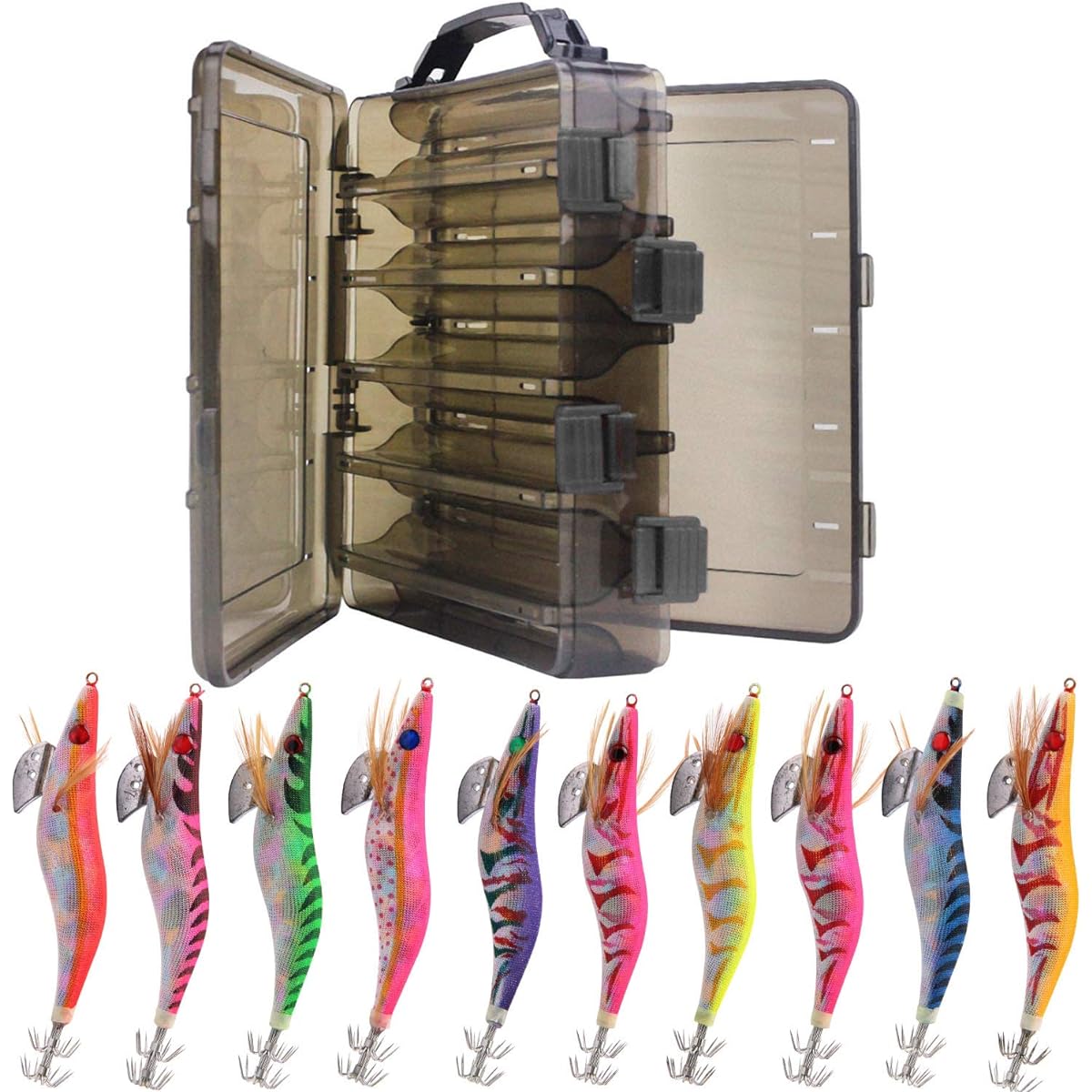 Eging Fishing Egi Lure Egi Set Squid Fishing Egi No. 2.5 No. 3.0 No. 3.5 Bigfin Squid Reversible Lure Case Included Bakutsuri 9 Colors Set of 10