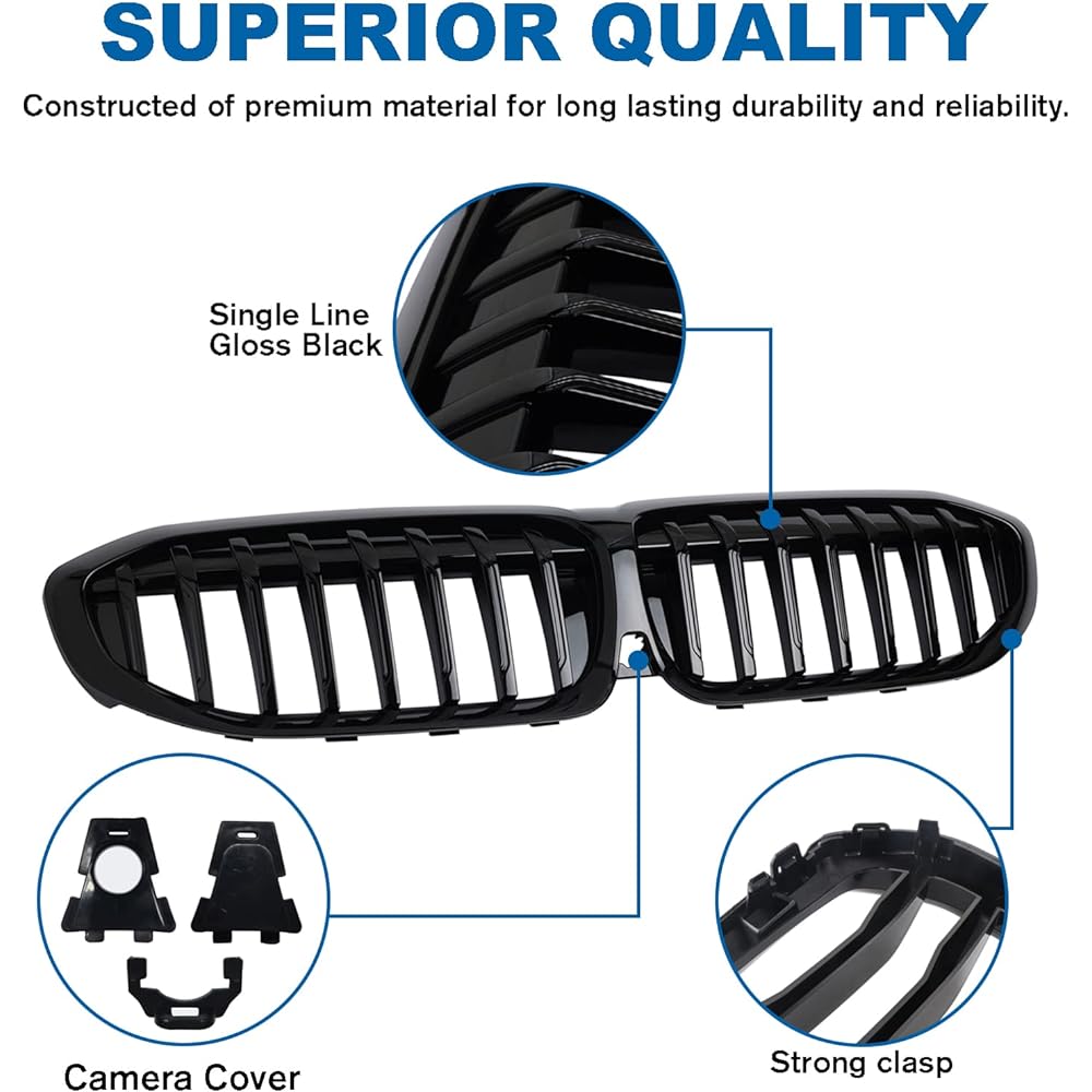 BILLDIO Front Grill BMW 3 Series G20 2019-2022 316i 318i 320I 328i 330i 335i 340i ABS Gloss Black Kidney Grill