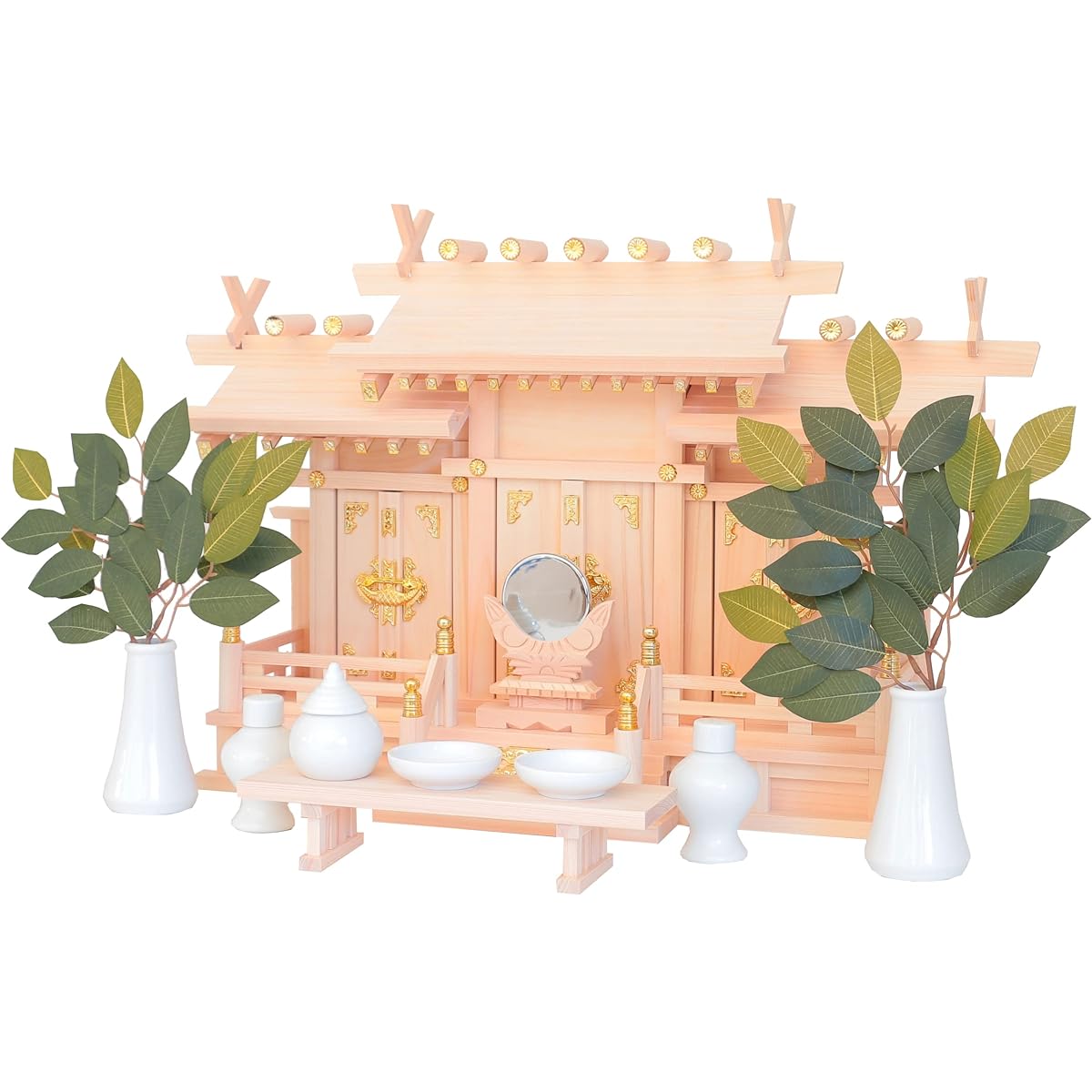 Kamidana no Sato (Kamidananosato) Shinto altar, three shrines with different roofs Nagomi (middle) Shinto altar set -