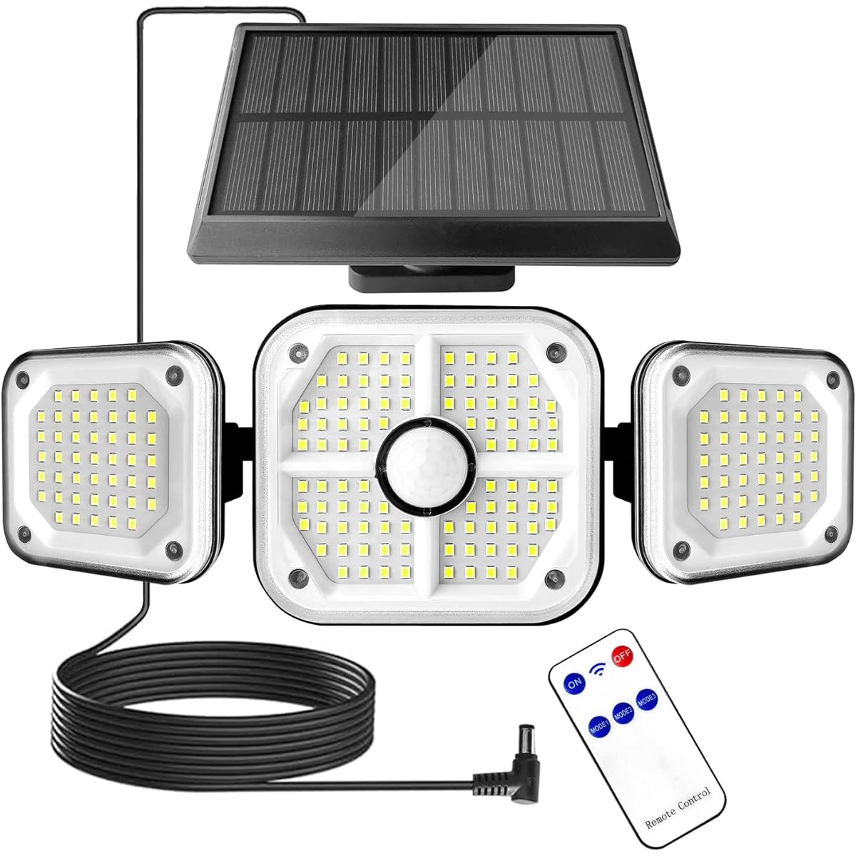 Miraitech Sensor Light, Solar Light, Motion Sensor, Separated Cord, Built-in Large Capacity Rechargeable Battery, IP65 Waterproof, Outdoor and Indoor Lighting, Security Prevention, Automatic On/Off,