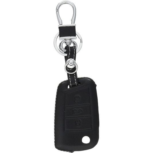 core OBJ Leather Key Cover for Volkswagen/Audi White Stitch Golf7 / Golf Touran(5T) / POLO(6C) / Tiguan(AD1)/T-cross / A1 Sportback LE-GO7-002 *Please refer to the bottom of the page for detailed compatible models