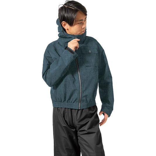 [MAC] Rain Suit, Water Pressure Resistance: 10,000mmH2O, Teflon Water Repellent, Air Conditioning Fan Compatible (Inner Diameter 90mm/Thickness 40mm or Less), Inner Mesh Hood, Short Length, Blouson, Wear with Fan, Work Clothes AS-934