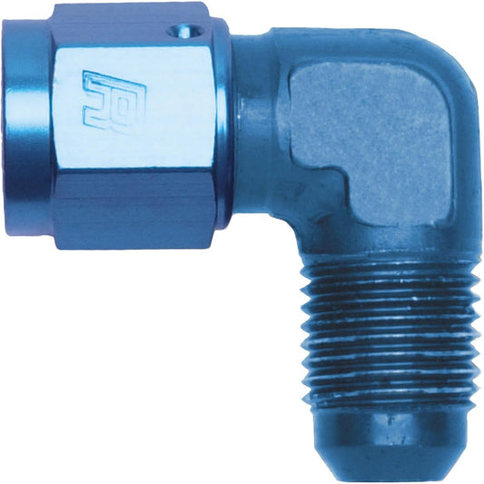 Russell 614806 Blue Alumite Processing Aluminum 90 degrees female -6AN -Male -6an adapter fitting