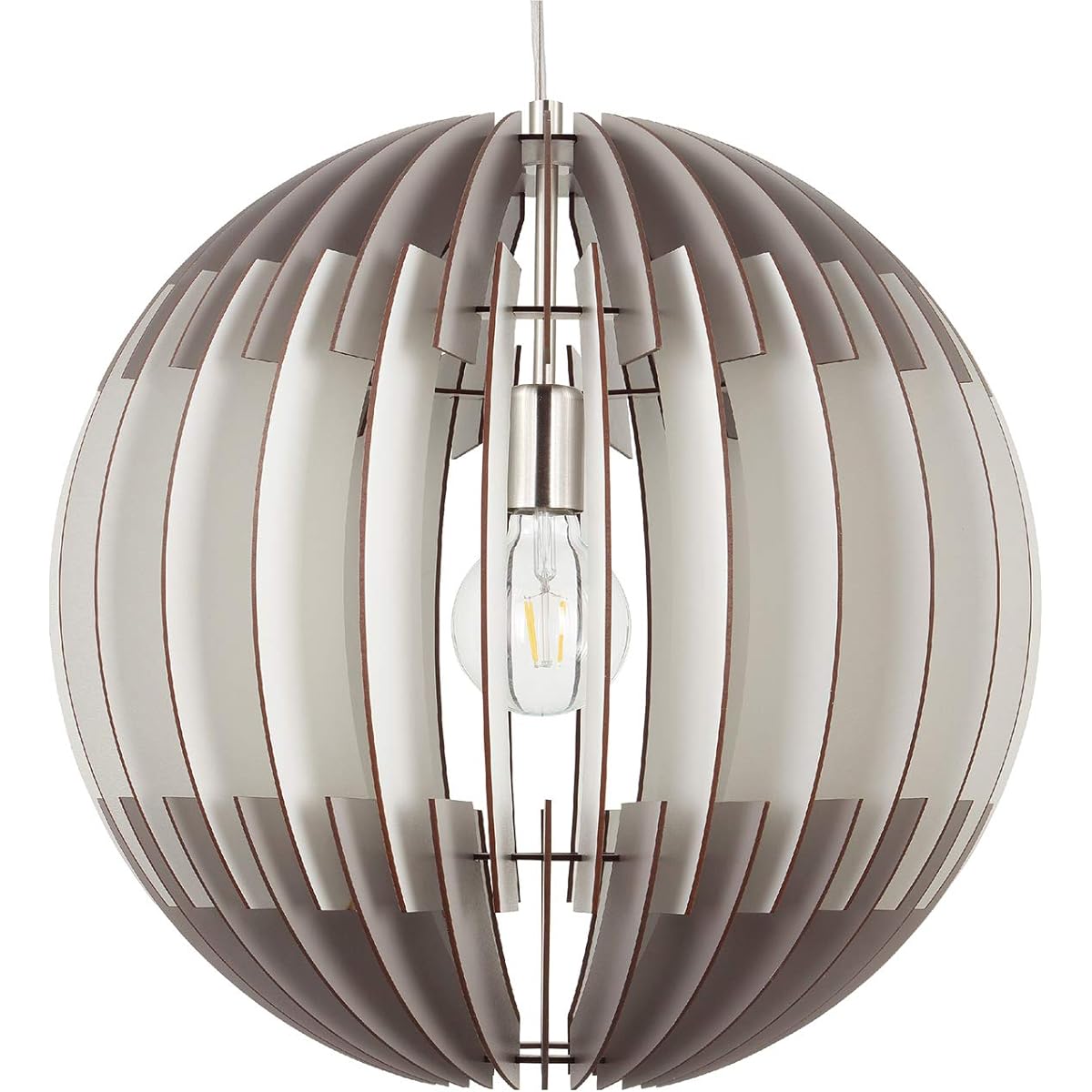 EGLO LED Pendant Light Stylish Scandinavian Wooden Modern OLMERO 50cm 204429J Ceiling Light Living Dining Cafe Silver/White Large