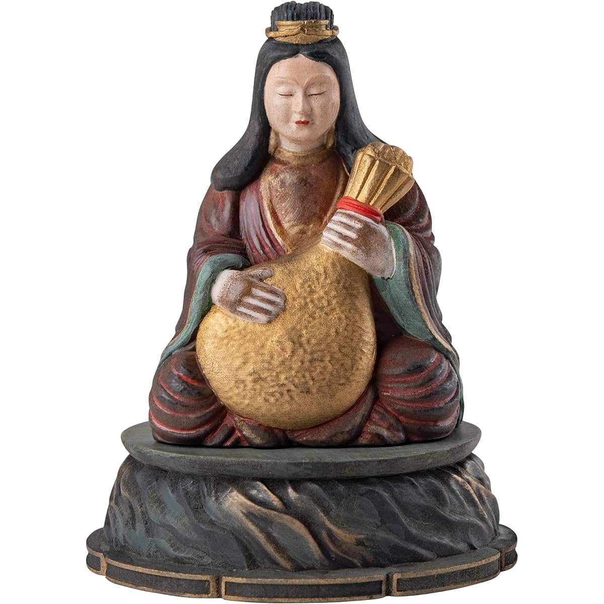 《Gotokusan Mizusawaji Temple Eye Opening Memorial Service Completed》Ryuo Benzaiten (Wooden: Japanese Cypress, Antique Painting)_Benzaiten Buddha Statue Wood Carving Prayer Open Eye Seven Lucky Gods (Ryuou Benzaiten)