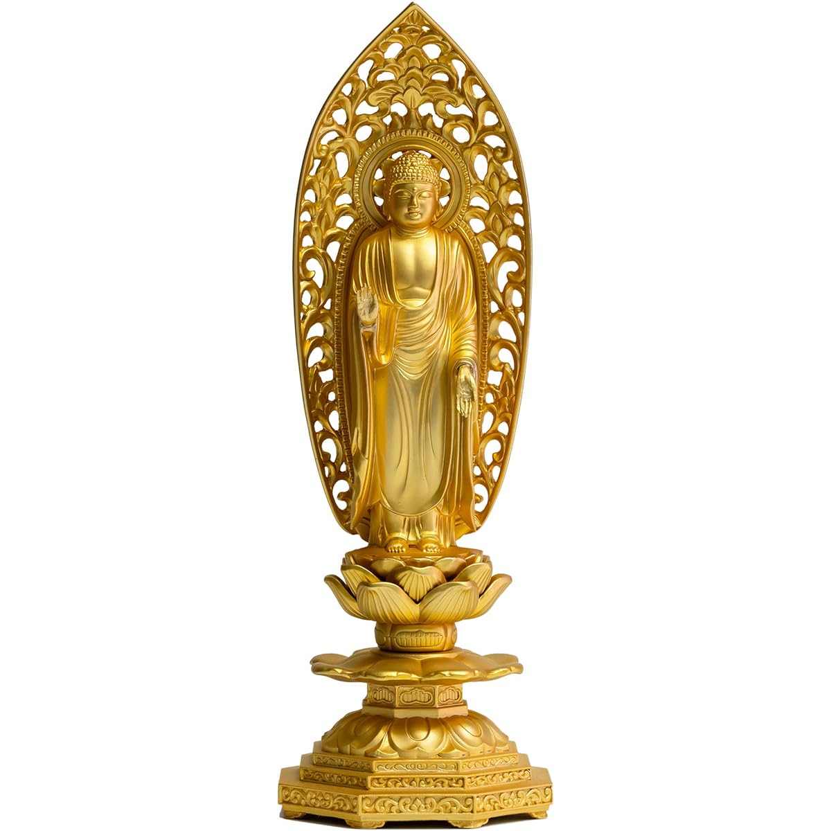 Buddha statue Shaka Nyorai 19cm (gold plated/24K gold) Buddhist sculptor: Hideun Makita Original model _ "Soto sect, Rinzai sect, Tendai sect" Takaoka copperware (Shakanyorai/L)