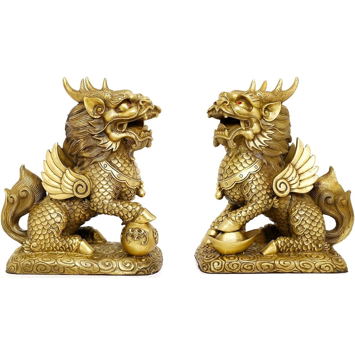 Kirin Good Luck, Pair, Copper Feng Shui Goods, Feng Shui Figurine, Feng Shui Goods, Giraffe Interior Charm, Set of 2, Good Luck Feng Shui Item, Amulet, Money Luck Prayer, Financial Luck, Good Luck, Thank You, New Year Gift (L)
