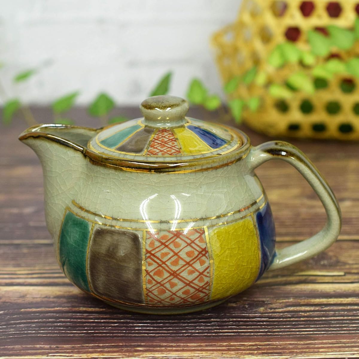 Teapot Stylish Tableware Kutani Ware Pot Paper Balloon Pottery Brand Japanese Tableware Made in Japan Comes with Tea Strainer Net