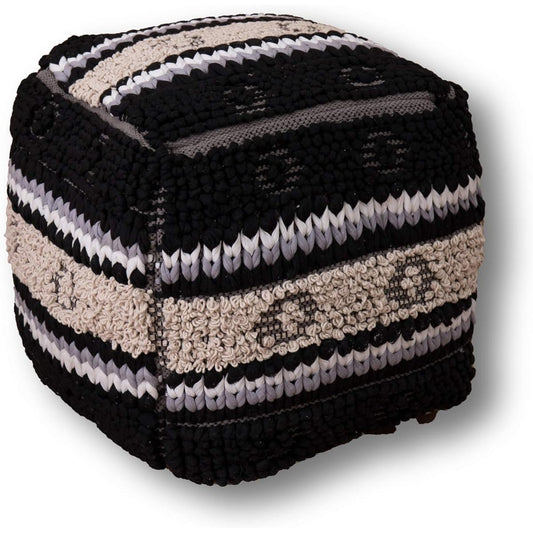 Hagiwara Stool Approx. 40 x 40 x 40 cm "VIAJERO Series_Urd" 100% Cotton Cushion Chair Square Cube Hand-woven BOHO Ethnic Style Natural Interior