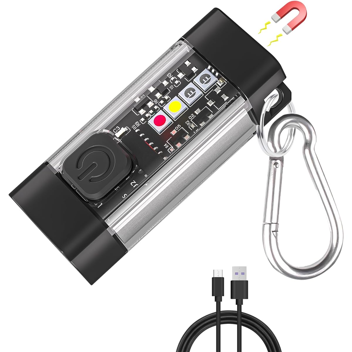 LUCKY-ONE Mini Flashlight, Ultra Small, Rechargeable, Powerful, 700 Lumens, High Brightness, IP65 Waterproof, 9 Modes, Rush Light, Handy Light, Multi-functional, Magnetic Suction Function,