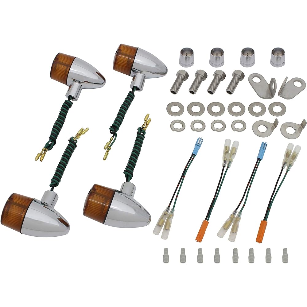 POSH Motorcycle Supplies Turn Signal Classical Bullet Type Vehicle Specific Set FTR223/D ('08~) Plated Body/Orange Lens 059198-53