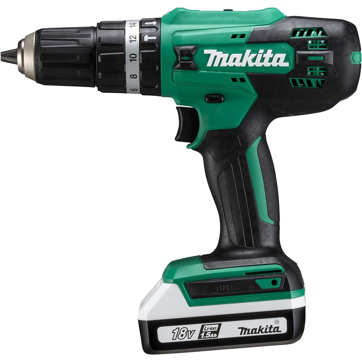 Makita Rechargeable Vibration Driver Drill 18V1.5Ah with Battery and Charger MHP003DSX Green