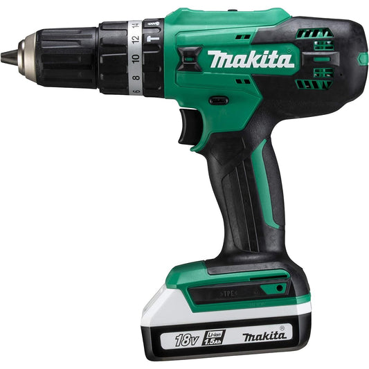 Makita Rechargeable Vibration Driver Drill 18V1.5Ah with Battery and Charger MHP003DSX Green