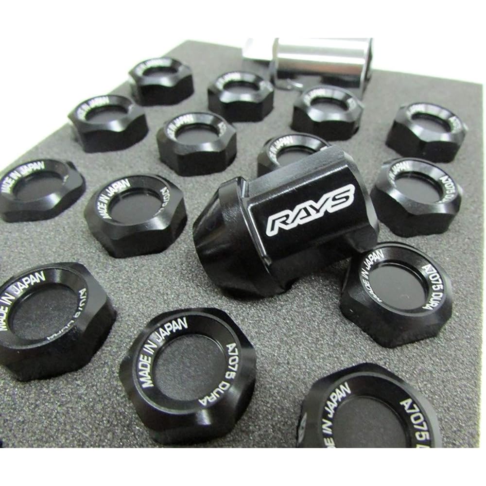 [RAYS] Duralumin Lock & Nut Set for L32 5H M12X1.25 Black Anodized 74020001106BK