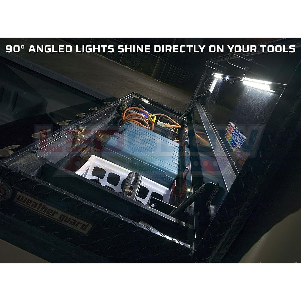 LEDGLOW 2PC Track toolbox LED Light - Includes magnetic power supply switch for automatic ON / OFF