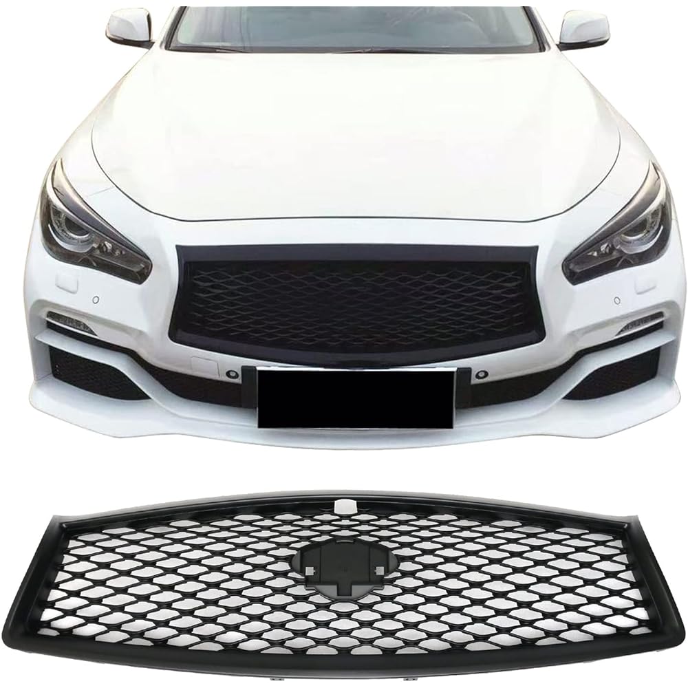 IKON Motorsports, Grill compatible 2015-2017 INFINITI Q50 All Jeer Style ABS Black Front Bumper Food Mesh 2016