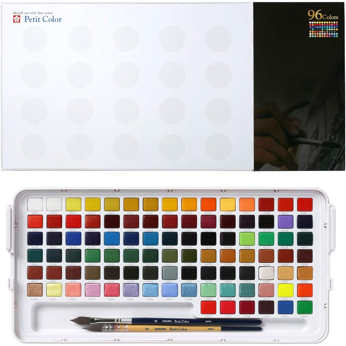Sakura Crepas Paint Solid Watercolor Petit Color 96 Colors 2 Brushes NCW-96