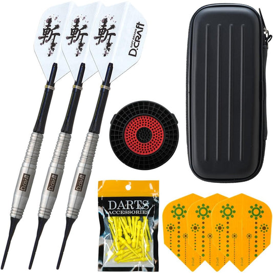 Dart Set Beginner My Darts D.Craft Celebrity Beginner Set Lightning Slash Dart Set for Beginners Beginner Women Darts Arrow Set Soft Barrel Tip Flight Dart Case